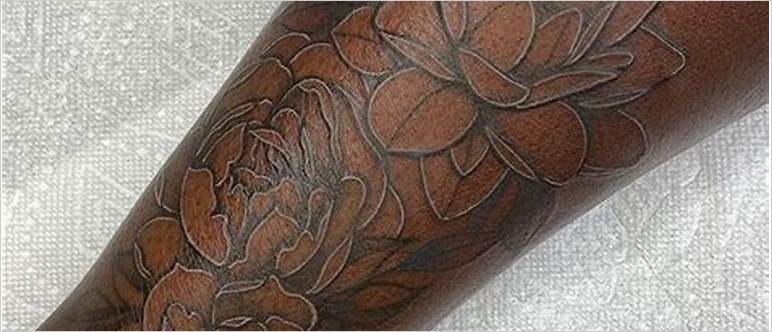 Brown ink tattoo healed